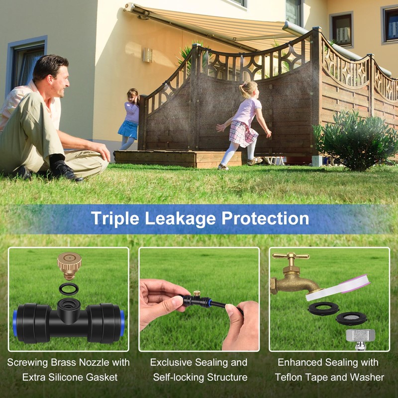 GOXAWEE Misting System, 26FT (8M) Misting Line + 7 Brass