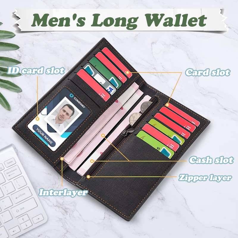 AfitLulu Men's Long Wallet Ultra Thin Wallet Men's Stylish Wallet