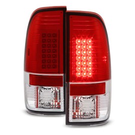ACANII - For 1997-2003 Ford F150 99-07 F250 F350 F450 Superduty Red Clear LED Tail Lights Brake Lamps Pair Left+Right