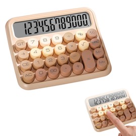 ideamall 12 Digit Calculator, Stylish, Cute, Large, Round Buttons, Retro (Brown)