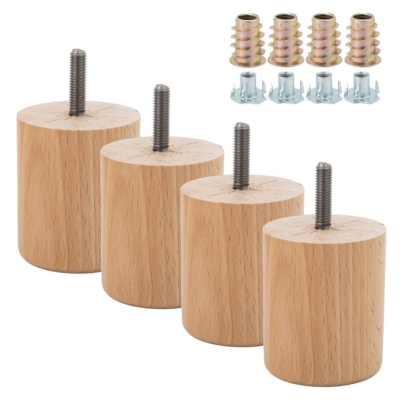 MOLLY MALOU 4 x M8 Wooden Natural Legs with four