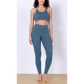 ODODOS Body-Hugging Full Length Workout Leggings with Back Pocket for Women, 28" High Waist Yoga Pants, Ink Blue, Medium