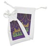 Ambesonne Mardi Gras Fabric Pouch Set of 2, Beads and