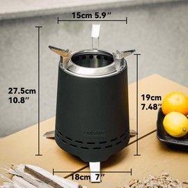 Onlyfire Smokeless Fire Pit with Carrying Bag & Top Bracket, 8” Portable Tabletop Fire Place, Wood Burning Mini Firepit for Outdoor Camping Tailgating Patio Backyard, Stainless Steel, Black FP046