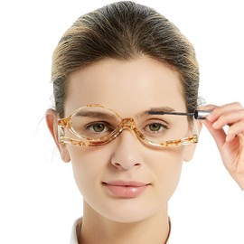 OCCI CHIARI Eye Make Up Reading Glasses Women Magnifying Eyewear Rotatable Cosmetic Eyeglasses 100 125 150 175 200 225 250 275 300 350 400 500 600(Yellow 5.0)