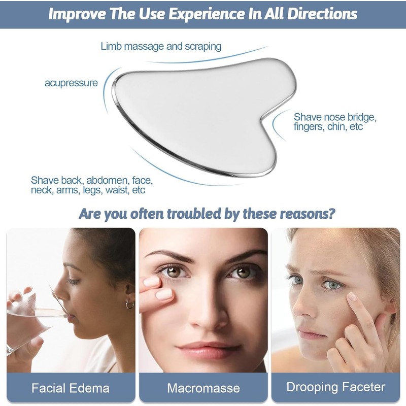 Gua Sha Stainless Steel, Gua Sha Stone Face Massage Tools,