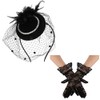 Fascinators Hats 20s 50s Hat Pillbox Hat and Lace Gloves