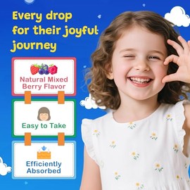 Magnesium Glycinate Liquid for Kids - Citrate, Malate with Omega-3, L-Theanine, GABA, Chamomile, 5-HTP, D3, Zinc, Kids Magnesium Drops for Sleep, Calm