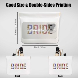 Bride Makeup Bag Leather Makeup Pouch Cosmetic bags for Women, Small Travel Toiletry Bag Makeup Organizer Bag, Bridesmaid Gift for Her, Bridesmaid Favor for Bachelorette Party and Bridal Shower, 01