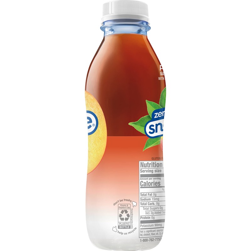 Snapple Zero Sugar Peach Tea, 16 fl oz recycled plastic
