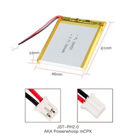 YTKavq 384659 - Batería de ion de litio (3,7 V, 1600 mAh, ion de litio, ion de litio, 2 pH, conector de paso de 2,0 mm)