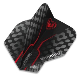 WINMAU Prism Zeta Black, Grey & Red Extra Thick Dart Flights - 10 sets per pack (30 dart flights in total)