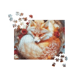Unbranded Sleeping Fox Puzzle Woodland Animal Winter Forest Nature Art Jigsaw Puzzle