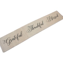 Grateful Thankful Blessed burlap table runner