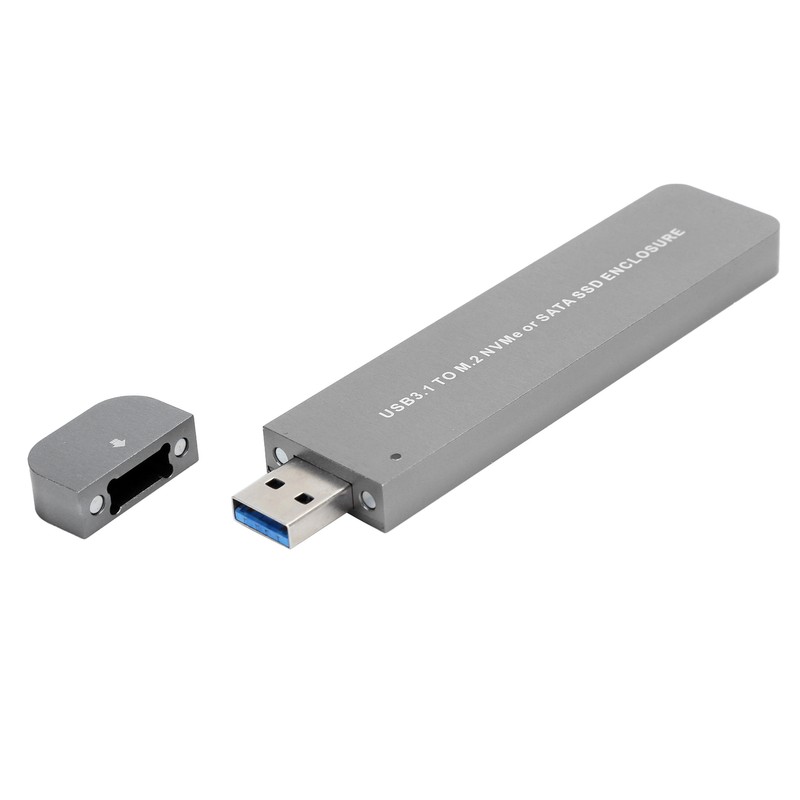 Hard Disk Box Aluminum Alloy USB3.1 to M.2 NVME/SATA SSD