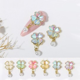 Nail art dangling zircon clover parts 6 types - KSTNP - 451 / 네일 아트 댕글댕글 지르콘 크로버 파츠 6종 - KSTNP - 451