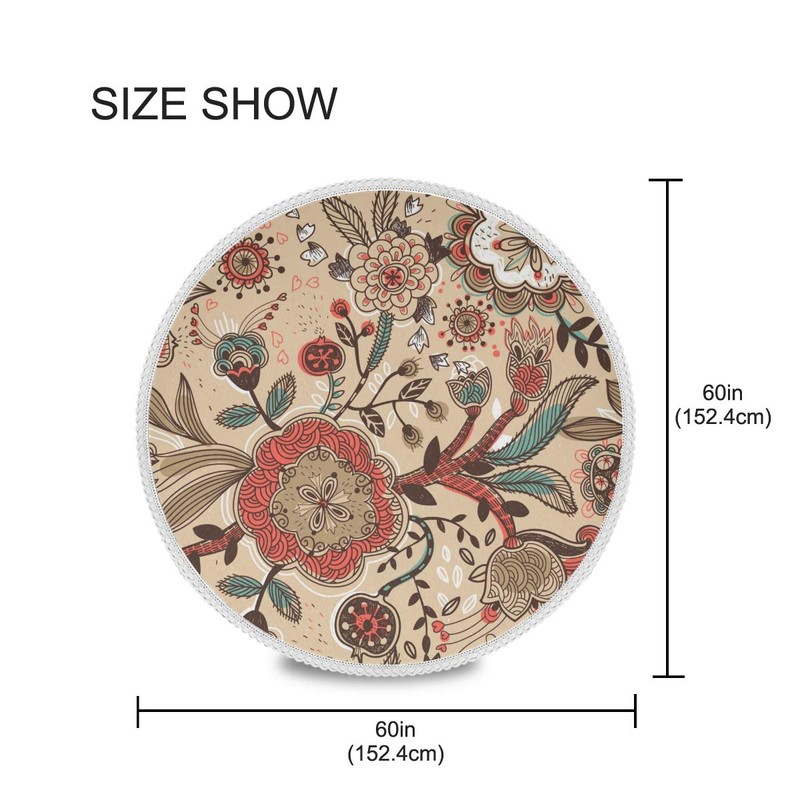 JUMBEAR Floral Round Tablecloth Polyester Circular Table Cloth Beautiful Water