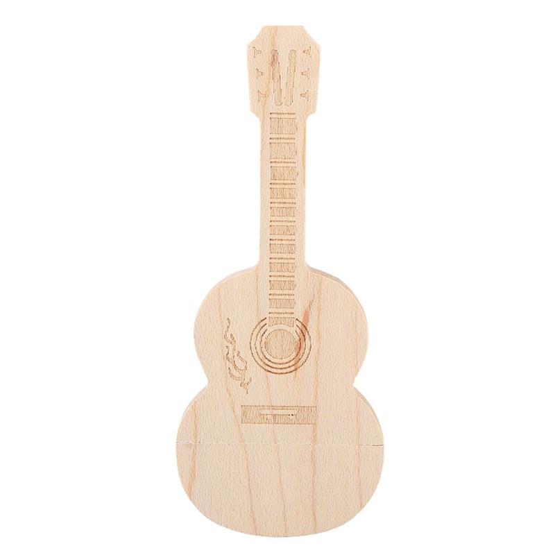 Wooden Guitar Shape Flash Drives Storage USB 2.0 U Disk