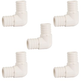 Supply Giant QQMO0300-5 Plastic PEX Poly Alloy 90 Degree Elbow Barb Pipe Fitting 1 Inch Pack of 5, White