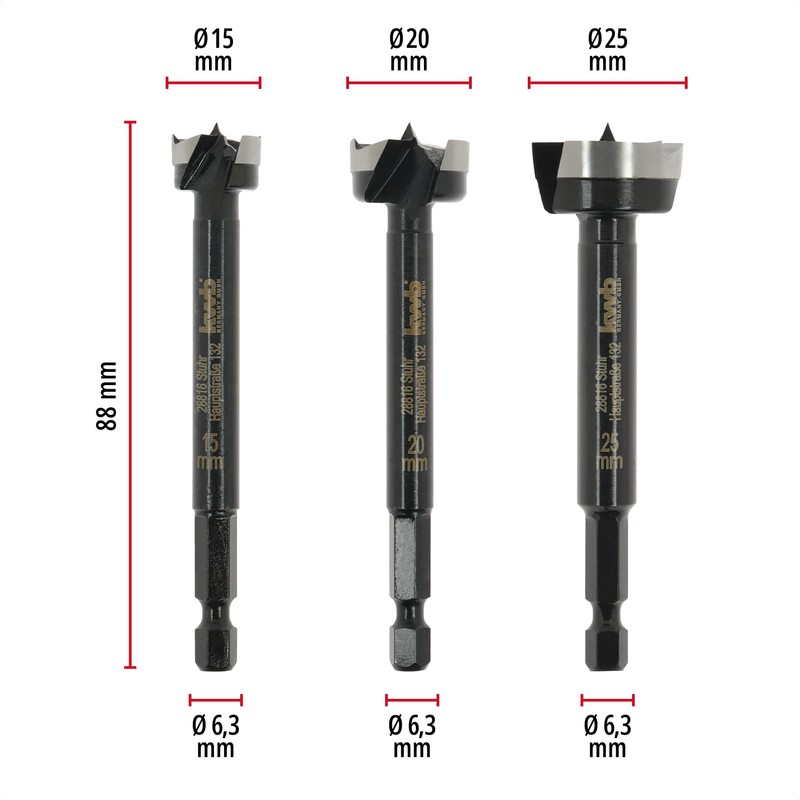 kwb Forstner Drill Bit Set 5 Pieces (15-35mm, 88mm Length,