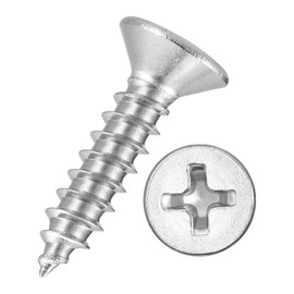 Kozelo 20pcs Phillips Flat Head Wood Screws - [#6x5/8] 304 Stainless Steel Countersunk Self Tapping Screws for Furniture Assembly, Interior Trim, Outdoor Construction, Silver