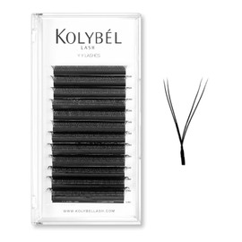 KOLYBEL YY Eyelashes Extension Lashes Y Shaped 0.07mm C Curl 13mm Single Tray Lash Extension Easy Premade Fans 2D Soft Matte Black Volume Lashes Supply(YY,0.07-C-13mm)