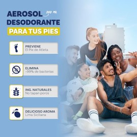 Proself Desodorante para Pies en Aerosol, Activos antibacteriales contra Mal Olor, Aroma a Lima Siciliana, 200 ml                                     