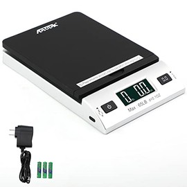 Acteck A-CK65BS 65LBx0.1OZ Digital Shipping Postal Scale with Batteries and AC Adapter, Black Silver