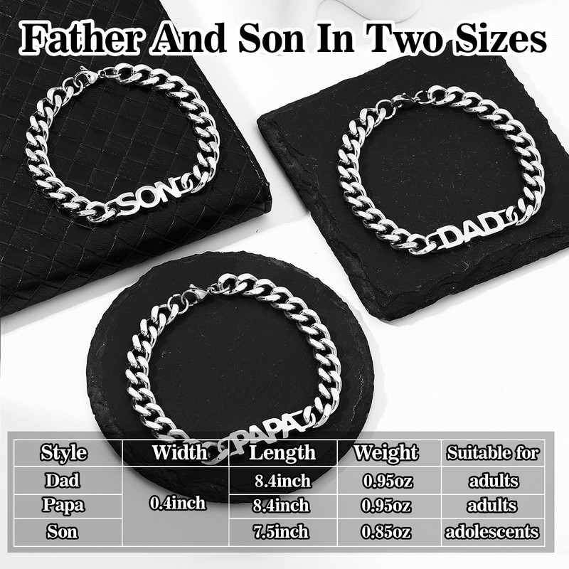 Saintda Dad Son Bracelet Set 316L Stainless Steel Cuban Chain