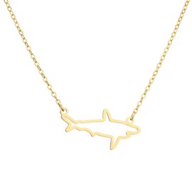 3 Colors Orugami Paper Shark Necklace Sea Animal Shark Pendant Necklace for Women(B:Gold)