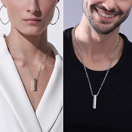 GOLDCHIC JEWELRY Rectangle Bar Urn Necklaces For Ashes For Women, Stainless Steel Ash Charm Cremation Pendant Necklace Waterproof Memorial Keepsake for Grandma Mother