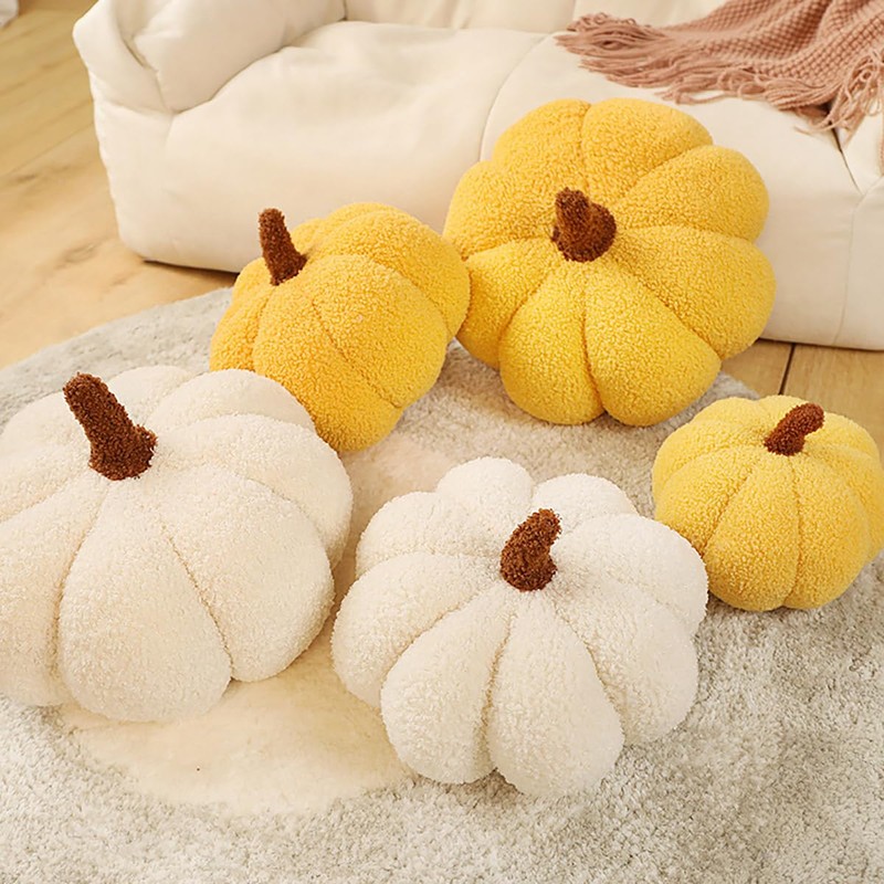 AIMALL Pumpkin Shaped Plush Cushion, 9.05 Inch Wide Colourful Home