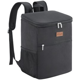 Lifewit 24L 30-Can Insulated Cool Bag Backpack Thermal with Hard Liner, Soft Cooler Picnic Bag Lightweight Shopping Work Bag Rucksack for Men/Women for Beach/Work/Camping/Outdoor/Sports, Black