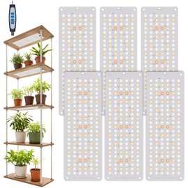 Garpsen Grow Lights for Indoor Plants, 882 LEDs Full Spectrum Plant Light with 5 Dimmable Levels & 3 Color Modes, Grow Lamp with Auto Timer 6/12/16H for Under Cabinet Plant & Plant Stand(6Panels)