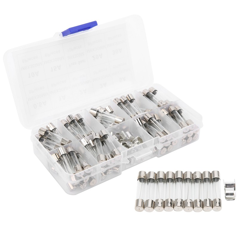 2Boxes Glass Tube Fuse Kit M6x30mm 0.5A‑30A Fast Acting Quick