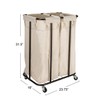 Household Essentials 2-Bag Rolling Laundry Sorter, Natural