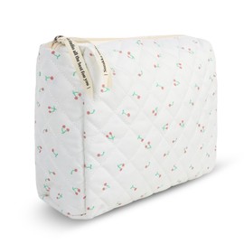 Cotton Makeup Bag, Large Capacity Travel Cosmetic Bag Multi-Functional Travel Bags for Women Portable Cosmetic Bag for Washing Up Soft Cotton Makeup Bag Suitable for Travel