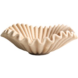ARTRHYT Large Decorative Bowl decor, Scalloped Pedestal Bowls for Modern Home Decor,Ruffle Decor,Stylish Key Bowl for Entry Table,Decorative Fruit Bowl for Kitchen Counter,Beige