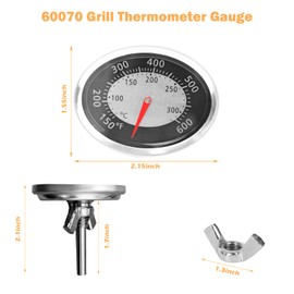60070 Grill Temperature Gauge Fit for Weber 60070 Oval Q Thermometer Compatible for Weber Temp Gauge Q1200 Q2200 Q120 Q220 Gas Grills Replace 51010001 54060301 51040001 51080001 BBQ Temp Gauge