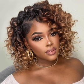 Gogo Curl Crochet Hair 8 Packs Ocean Wave Crochet Hair Pre Looped Deep Twist Goddess Box Braids Curly Water Wave Synthetic Braiding Hair For Black Women (#T27, 14 Inch (Pack of 8))