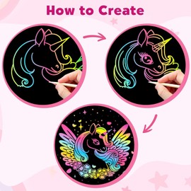 ZMLM Scratch Paper Art-Crafts Gift: 2 Pack Rainbow Notebooks Supplies Toys for 3 4 5 6 7 8 9 10 Years Old Girls and Boys Kids Valentines Day Gifts Birthday Party Games Easter Basket Stuffers