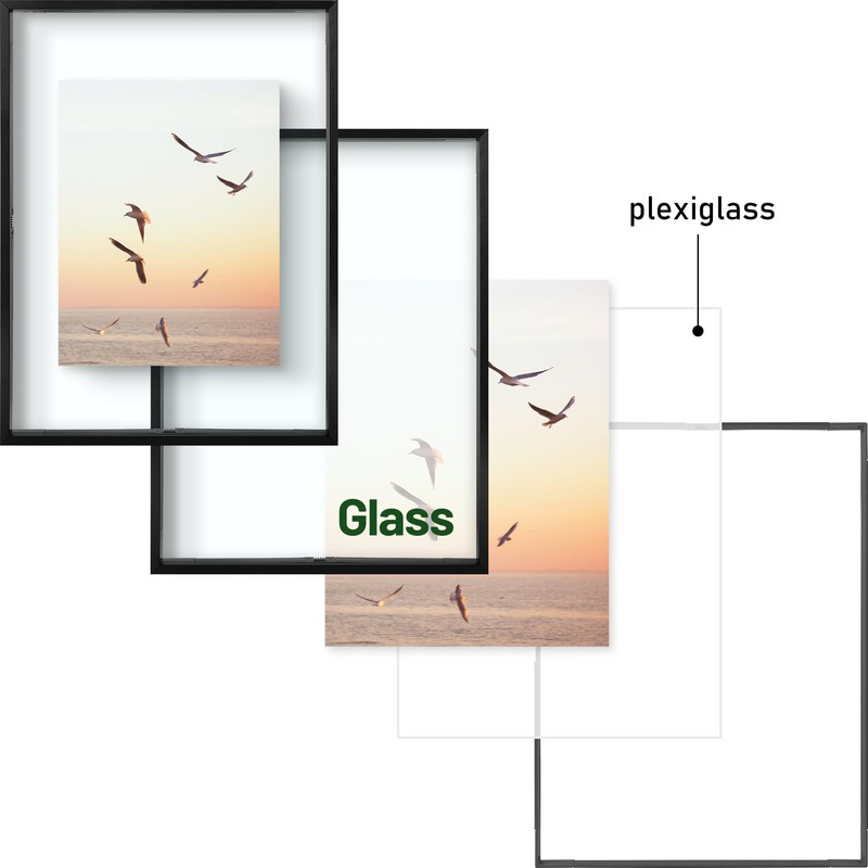 Frametory, 12x16 Floating Picture Frame - Metal Photo Frame -