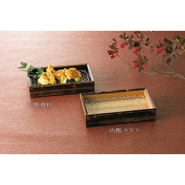 Yamako 18272 Grilled Cedar / Tempura Plate, Stainless Steel Dish with Inner Grilled Cedar