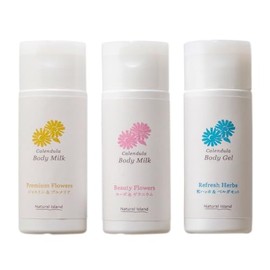 Natural Island Calendula Bouquet Body Milk & Gel Trial Set 1.0 fl oz (30 ml) x 3 Types