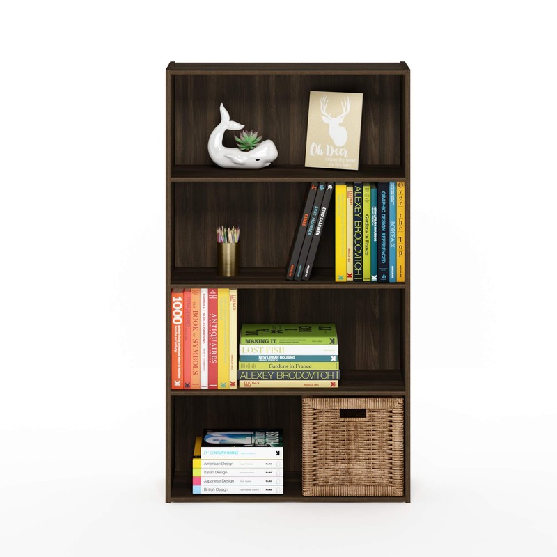 Furinno PASIR Book Shelf, 4-Tier Bookshelf, Bookcase with Open Shelf,