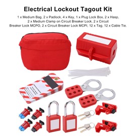 Haosie Lock Off Kit for Electricians, Electrical Lockout Tagout Kit, Lockout Tagout Locks Set, with Storage Bag and Lock Box, for Industrial
