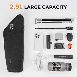 ROCKBROS Bike Frame Bag, Waterproof Top Tube Bike Bag, 17.3-Inch, 2.9L Large Capacity, Narrow Edge Bicycle Frame Triangle Bag, Mountain & Road Bike Accessories.
