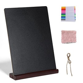 11.7x16.5 Inch Tabletop Chalkboard with Wood Base, Menu Chalkboard Stand, Message Board, Bar and Special Event Decorations, Hanging Double-Sided Chalkboard Sign for DIY Home Decoration-Walnut