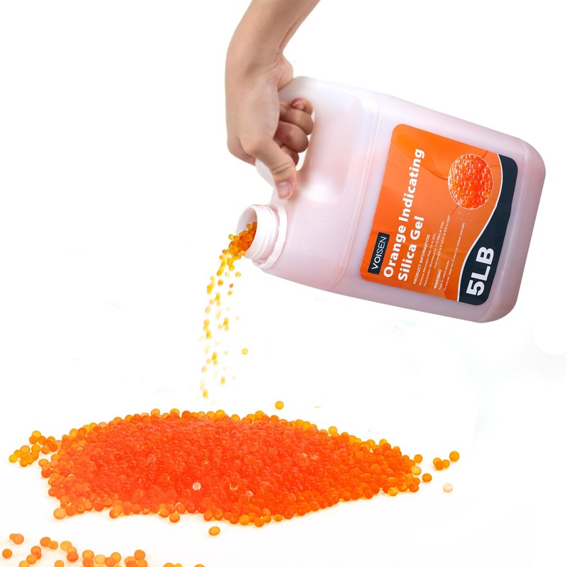 VOISEN 2 LBS Orange Indicating Silica Gel Desiccant Beads,Reusable Desiccant