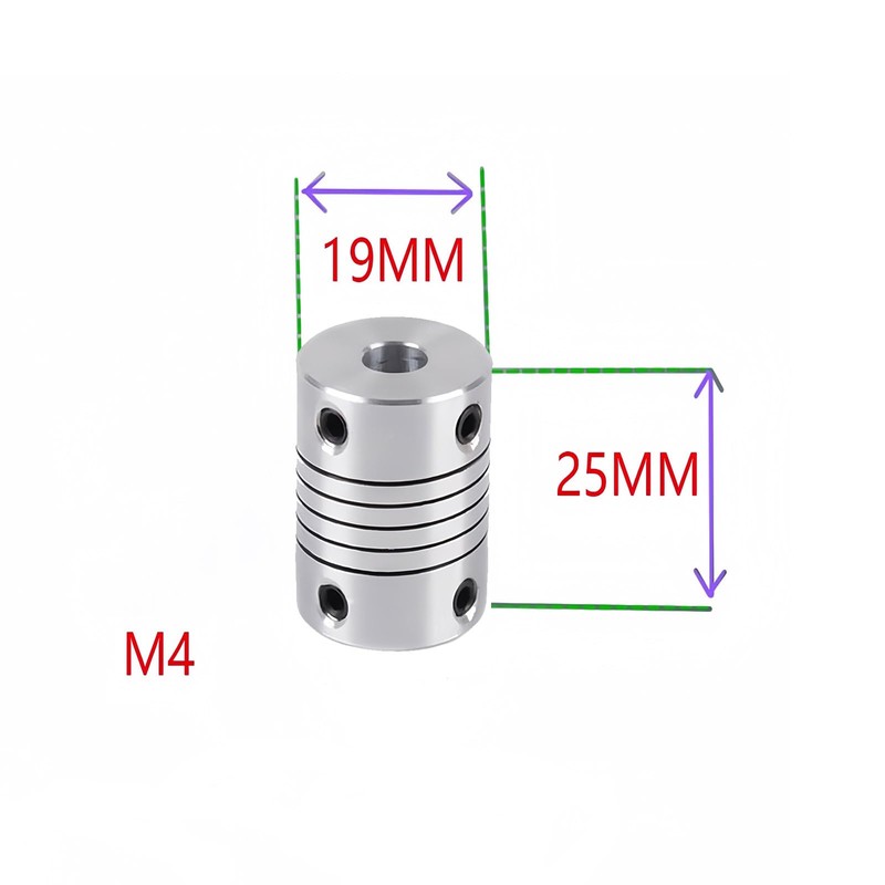 Aluminium Alloy Flexible Coupling, Silver 7mm to 7mm Shaft Coupling